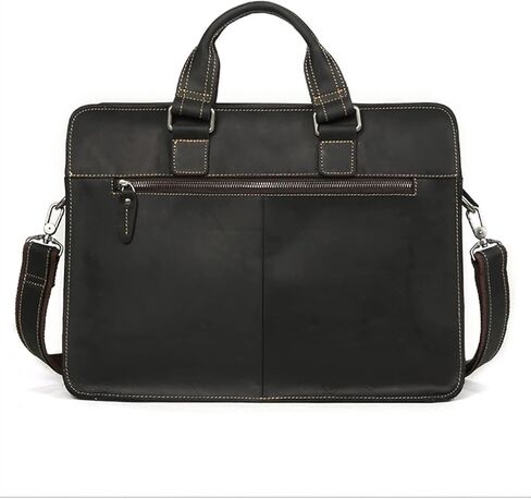Leather Messenger Bag for Men,Vintage Laptop Briefcase Satchel, Large Water Resistant School Work (Size:41x30x10cm)(Black) in Kuwait