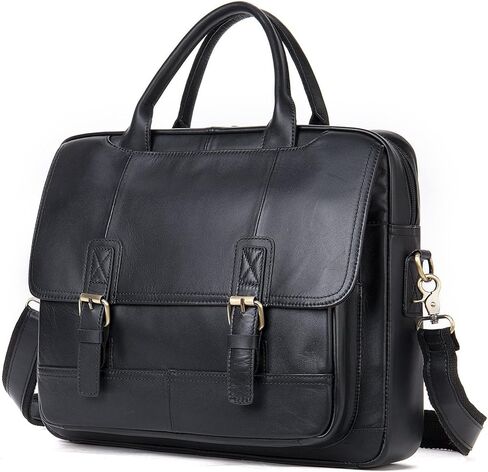 Leather Briefcases for Men Computer Bag Laptop Waterproof Retro Business Travel Messenger for Men(Brown) in Saudi Arabia