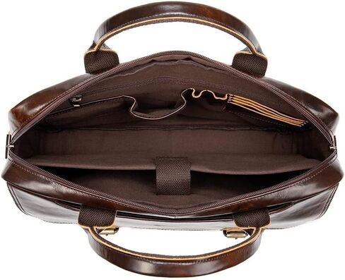 Leather Briefcases for Men Computer Bag Laptop Waterproof Retro Business Travel Messenger for Men(Black) in Kuwait