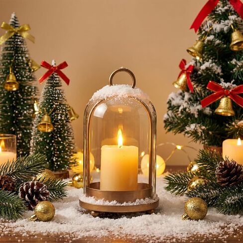 15"&9"&7" Hurricane Glass Candle Holders Set of 3, Metal Candle Holder with Handmade Glass Dome in Brass, Hanging Versatile Hurricane Glass Candle Holders for Pillar Candles (Candles Not Including) in Kuwait