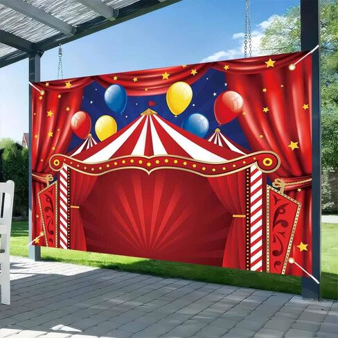 7X5FT Circus Carnival Circus Theme Party Photo Backdrop Carnival Lights Party Decorations Stars Birthday Party Photography Background Photo Booth Props Polyester in Kuwait