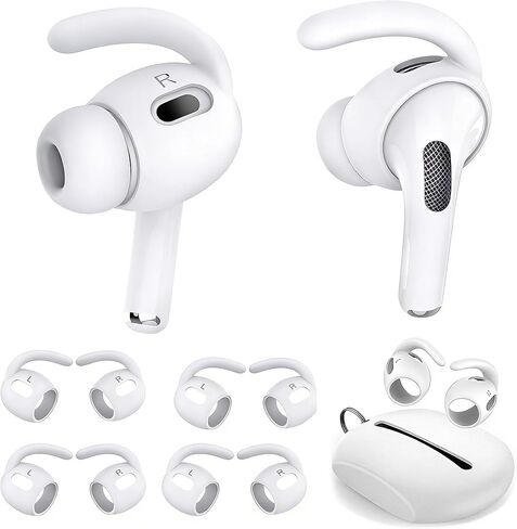 4 Pairs Replacement Ear Hooks for AirPods Pro 2 with Silicone Storage Pouch, Earbuds Cover for AirPods Pro2 Accessory Wing Ear Tips White in Kuwait