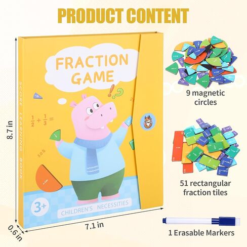 102 قطعة من أحجية الكسور المغناطيسية، بلاط ودوائر الكسور المغناطيسية، لوازم الفصول الدراسية للمعلمين الابتدائية للتعليم المنزلي ومهارات الرياضيات المبكرة in Kuwait