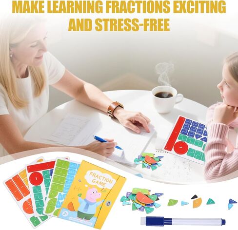 102 قطعة من أحجية الكسور المغناطيسية، بلاط ودوائر الكسور المغناطيسية، لوازم الفصول الدراسية للمعلمين الابتدائية للتعليم المنزلي ومهارات الرياضيات المبكرة in Kuwait