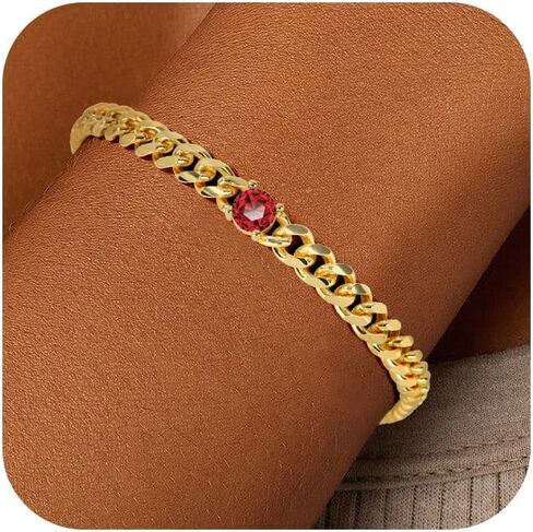 Gold Bracelets for Women，14K Gold Plated Dainty Birthstone Bracelet Non Tarnish Trendy Stackable Blue Green May Emerald Friendship Bracelets with Extension Gifts for Best Friend in Saudi Arabia