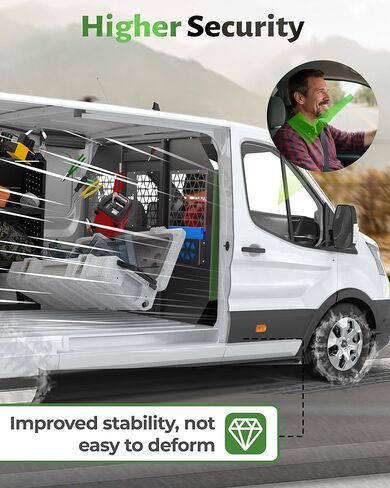 StarONE Cargo Van Partition, Van Safety Partition Bulkhead Fit for Ford Transit 150 250 350 Low-Roof, with Door Lock and Acrylic Panel, Black in Kuwait