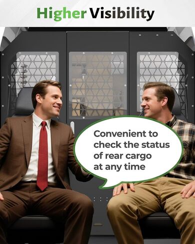 StarONE Cargo Van Partition, Van Safety Partition Bulkhead Fit for Ford Transit 150 250 350 Low-Roof, with Door Lock and Acrylic Panel, Black in Kuwait