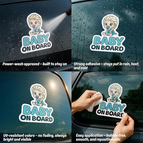 Baby on Board Signs for Car, Princess on Board, Waterproof and UV-Resistant Baby on Board Sticker, Durable Sign for Safety Awareness, Easy to Apply for Window or Bumper in Saudi Arabia