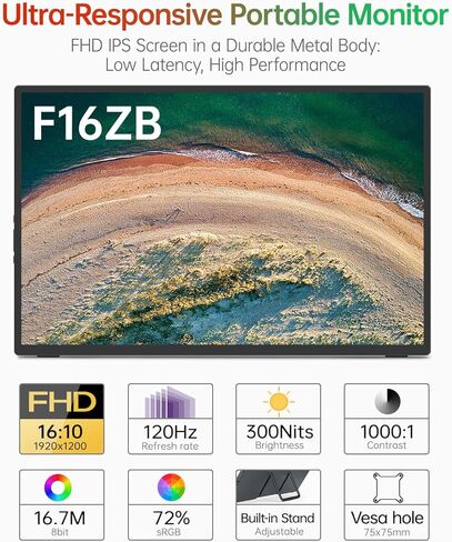 شاشة Intehill المحمولة للألعاب، شاشة سفر محمولة 144 هرتز 17.3 بوصة FHD Fast IPS للكمبيوتر المحمول، هيكل من الألومنيوم، 100% sRGB، HDR، USB-C مزدوج وMini HDMI، مكبرات صوت مدمجة، لأجهزة الكمبيوتر المحمول Mac PS5 Xbox. in Kuwait