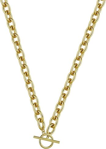Sewyer Gold Chunky Necklace for Women 14K Gold Plated Chain Clasp Toggle Necklaces Paperclip Statement Link T-Bar Clasp Dainty Gold Necklace Jewelry Gifts in Kuwait