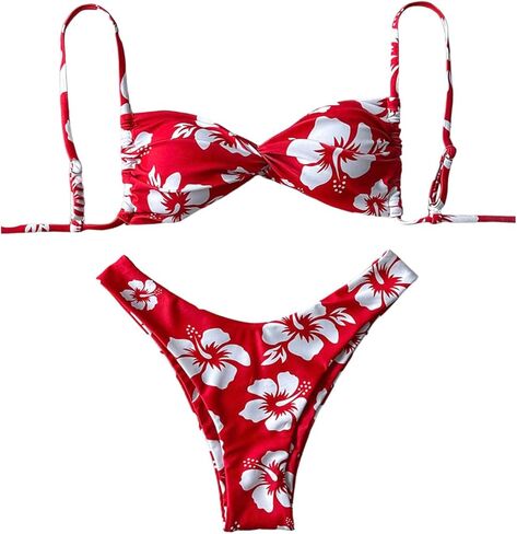 SHENHE Women's 2 Piece Swimsuits High Cut Cheeky Floral Bikini Set Twist Hawaiian Bathing Suits in Saudi Arabia