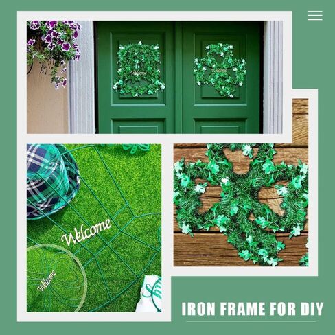 BESTOYARD St Patrick Day Wreath Form 2pcs St Patricks Day Wreath Frame Shamrock Wire Lucky Leprechan Top Hat Shaped Hanging Door Sign Home Wall Window Porch Decor in Saudi Arabia