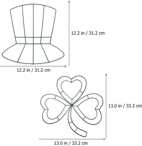 BESTOYARD St Patrick Day Wreath Form 2pcs St Patricks Day Wreath Frame Shamrock Wire Lucky Leprechan Top Hat Shaped Hanging Door Sign Home Wall Window Porch Decor in Saudi Arabia
