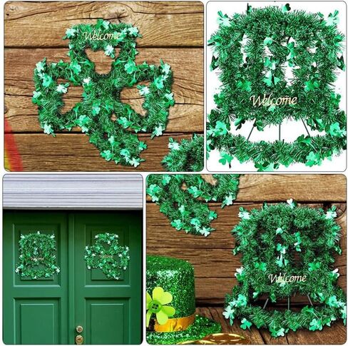 BESTOYARD St Patrick Day Wreath Form 2pcs St Patricks Day Wreath Frame Shamrock Wire Lucky Leprechan Top Hat Shaped Hanging Door Sign Home Wall Window Porch Decor in Saudi Arabia