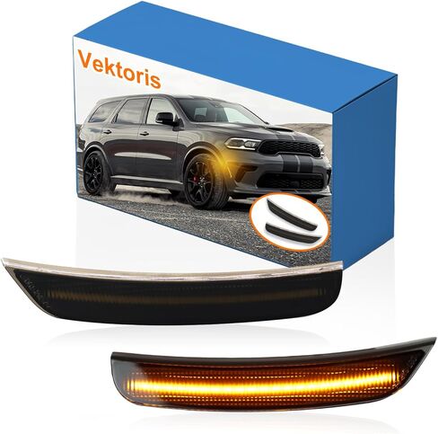 مصابيح LED للصدمات الأمامية من Durango لسيارات Dodge Durango 2021 2022 2023 2024 2025 علامات جانبية، عدسات مدخنة مصابيح مؤشر LED بيضاء كاملة قطعتين، يستبدل # 68476818AA (LED أبيض) in Kuwait