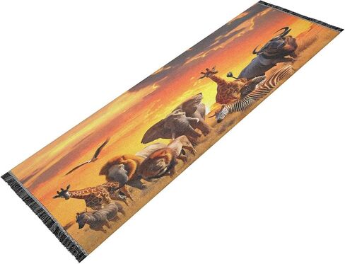 senya Runner Rug for Hallway, Bedroom, Living Room, Kitchen - African Animals Elephant Rhino Giraffe - Multi Color - 72x23.5 inches in Saudi Arabia