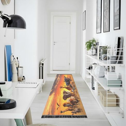 senya Runner Rug for Hallway, Bedroom, Living Room, Kitchen - African Animals Elephant Rhino Giraffe - Multi Color - 72x23.5 inches in Saudi Arabia