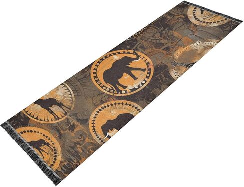 senya Runner Rug for Hallway, Bedroom, Living Room, Kitchen - African Animals Elephant Rhino Giraffe - Multi Color - 72x23.5 inches in Saudi Arabia