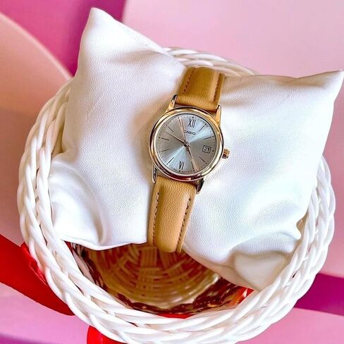 Casio LTP-V002GL-7B3 Women's Gold Tone Brown Leather Band Silver Date Dial Watch in Saudi Arabia