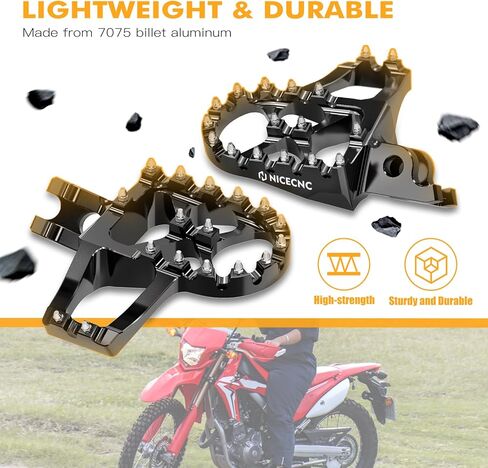 مساند قدم ممتدة سوداء من NICECNC متوافقة مع Honda CR125R 250R 02-07 CRF150R 07-22 CRF250R 04-24 CRF450R 02-24,7075 من الألومنيوم بآلة CNC in Saudi Arabia