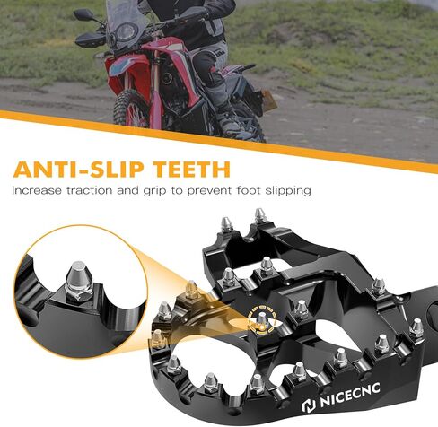 مساند قدم ممتدة سوداء من NICECNC متوافقة مع Honda CR125R 250R 02-07 CRF150R 07-22 CRF250R 04-24 CRF450R 02-24,7075 من الألومنيوم بآلة CNC in Saudi Arabia