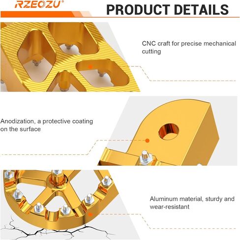 CNC Mini Bike Wider Foot Pegs Replacement for Baja Minibike Doodlebug DB30 97cc Engine Motorsports Parts Left and Right Footrest Pedal Gold in Kuwait