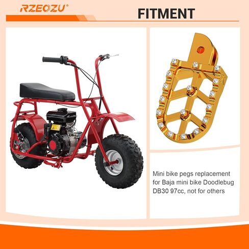 CNC Mini Bike Wider Foot Pegs Replacement for Baja Minibike Doodlebug DB30 97cc Engine Motorsports Parts Left and Right Footrest Pedal Gold in Kuwait