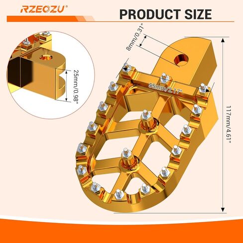 CNC Mini Bike Wider Foot Pegs Replacement for Baja Minibike Doodlebug DB30 97cc Engine Motorsports Parts Left and Right Footrest Pedal Gold in Kuwait