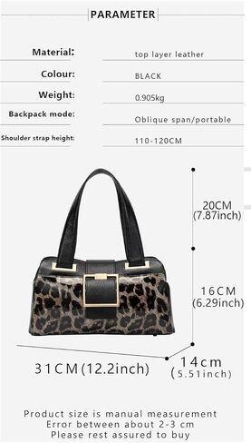 حقيبة يد مربعة من الجلد الطبيعي بطباعة الفهد تحت الإبط بسعة كبيرة وكتف واحد من جلد البقر للنساء حقيبة وسادة للتخزين الخفيف in Kuwait