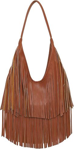 حقيبة كتف جلدية صغيرة بشراشيب ومحافظ هوبو للنساء حقائب كروس كلاسيكية حقيبة يد شرابة غربية in Kuwait