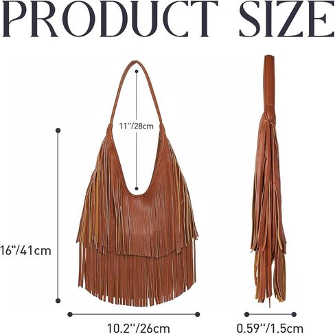 حقيبة كتف جلدية صغيرة بشراشيب ومحافظ هوبو للنساء حقائب كروس كلاسيكية حقيبة يد شرابة غربية in Kuwait