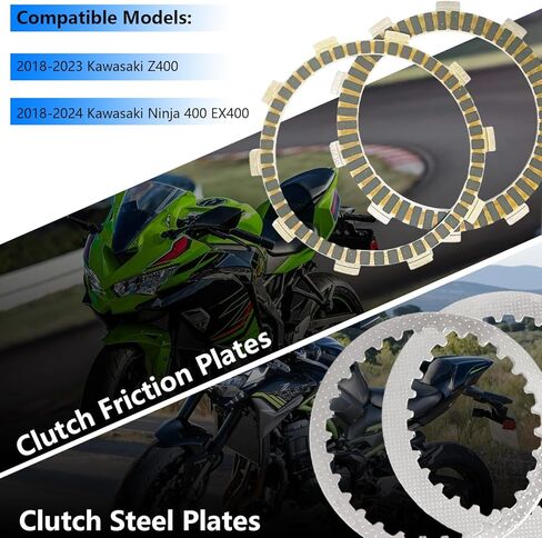 حشية احتكاك القابض وألواح الصلب متوافقة مع Ninja 400 EX400 Z400 2018-2024 استبدال 13088-0593 مجموعة القابض للدراجات النارية Ninja 400 in Kuwait