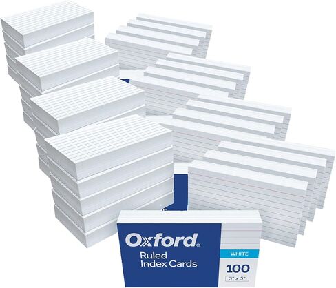 Oxford Ruled Index Cards, 3" x 5", White, 1,000 Cards, 10 Packs of 100 (98833) in Kuwait