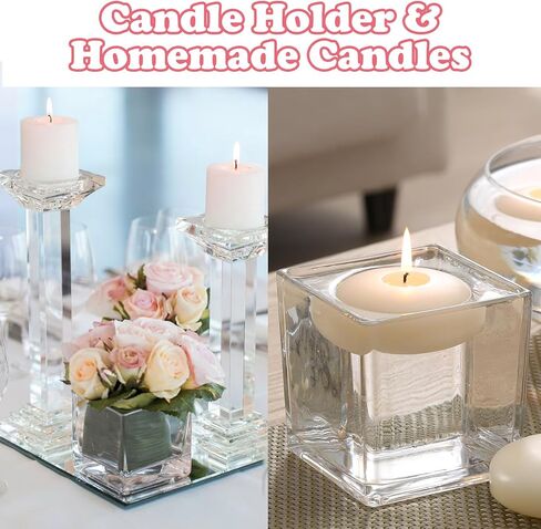 12 Pack 3 x 3 x 3 Inch Square Glass Vases, Clear Square Vases for Centerpieces, Glass Cube Flower Vases Short Vases for Candle Holder Events Wedding Party Home Decoration in Kuwait