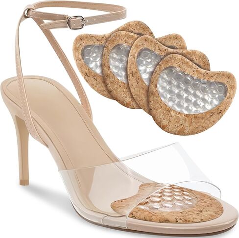Metatarsal Pads for Women: High Heel Inserts Ball of Foot Cushions, Silicone Gel Shoe Insoles for All Day Comfort, Pain Relief & Support, Washable & Reusable with Eco-Friendly Cork - 2Pairs in Saudi Arabia