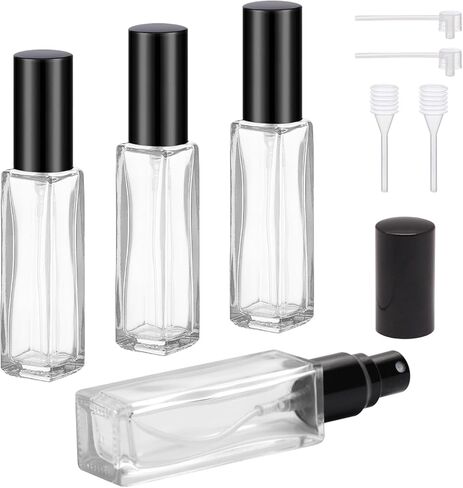 YOCASII Glass Travel Perfume Bottle Refillable, 10ml Perfume Bottles, Pocket Perfume Spray Bottle Atomizer, 4PCS Refillable Perfume Bottle for Travel in Saudi Arabia