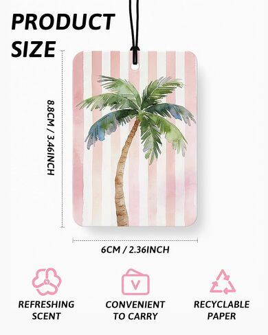 Pink Coastal Beach Car Air Freshener 4 Pcs Coconut Scented, Preppy Palm Tree Sunglasses Car Accessories Mirror Decor for Women, Girly Beachy Hanging Air Freshener for Cars Closet Drawer Books in Saudi Arabia