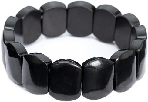 سوار حجر الشونغايت خرز أسود مجوهرات كريستال أصلية قابلة للتمدد - أحجار مدافعة قوية واقية توازن شاكرا الروحي للرجال والنساء in Kuwait