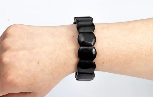 سوار حجر الشونغايت خرز أسود مجوهرات كريستال أصلية قابلة للتمدد - أحجار مدافعة قوية واقية توازن شاكرا الروحي للرجال والنساء in Kuwait