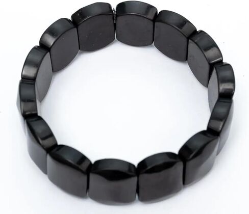 سوار حجر الشونغايت خرز أسود مجوهرات كريستال أصلية قابلة للتمدد - أحجار مدافعة قوية واقية توازن شاكرا الروحي للرجال والنساء in Kuwait