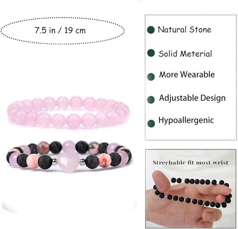 أساور حماية ثلاثية عين النمر، حجر السج الأسود، وكريستال الهيماتيت للثقة، التوازن الروحي الأساسي 8 مم هدايا مجوهرات قلب الحب العلاجية المصنوعة يدويًا in Kuwait