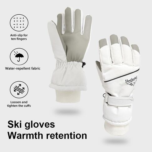 Women Men Winter-Ski-Gloves Windproof Water-Resistant Warm Anti-Slip Touchscreen Ski Glove for Cold Weather in Saudi Arabia