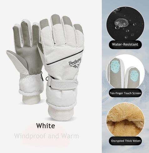 Women Men Winter-Ski-Gloves Windproof Water-Resistant Warm Anti-Slip Touchscreen Ski Glove for Cold Weather in Saudi Arabia