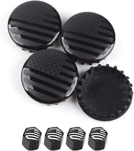 4Pcs for Chevrolet 3.25 in 83mm Black American USA Flag Wheel Center Caps Covers HubCap fit Most 18"&20"&22" Rims for Suburban Silverado Tahoe & GMC Sierra Yukon Denali 22837060 9596403 (Black) in Kuwait