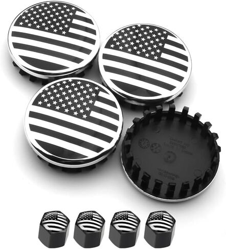 4Pcs for Chevrolet 3.25 in 83mm Black American USA Flag Wheel Center Caps Covers HubCap fit Most 18"&20"&22" Rims for Suburban Silverado Tahoe & GMC Sierra Yukon Denali 22837060 9596403 (Black) in Saudi Arabia