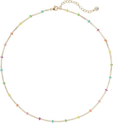 قلادة مطرزة للنساء، سلسلة طبقات من الخرز متعددة الألوان مطلية بالذهب عيار 14 قيراط، مجوهرات يومية أنيقة in Kuwait