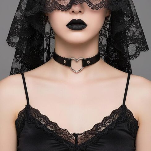 6 Pcs Black Choker Necklace for Women, Gothic Emo Choker Necklace for Women, Leather Stretchy Lace Chokers, Punk Emo Gothic Jewelry, Perfect for Daily Wear, Black in Saudi Arabia