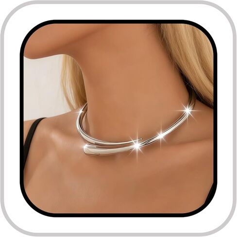 قلادة نسائية عصرية ذات ياقة مفتوحة الأكمام - قلادة سميكة مبسطة بأطراف دمعة، مجوهرات بسيطة، مجوهرات كروية in Kuwait