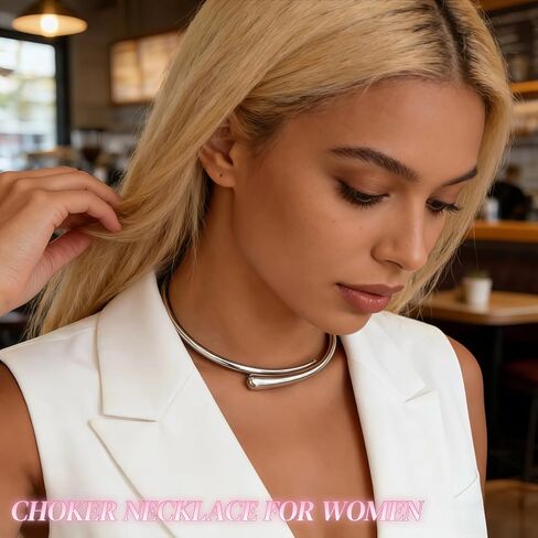 Modern Women's Open-Sleeved Collar Necklace-Streamlined Thick Necklace with Teardrop Ends, Minimalist Jewelry, Ball Jewelry in Saudi Arabia