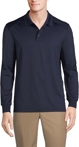 Lands' End School Uniform Men's Long Sleeve Rapid Dry Polo Shirt in Saudi Arabia